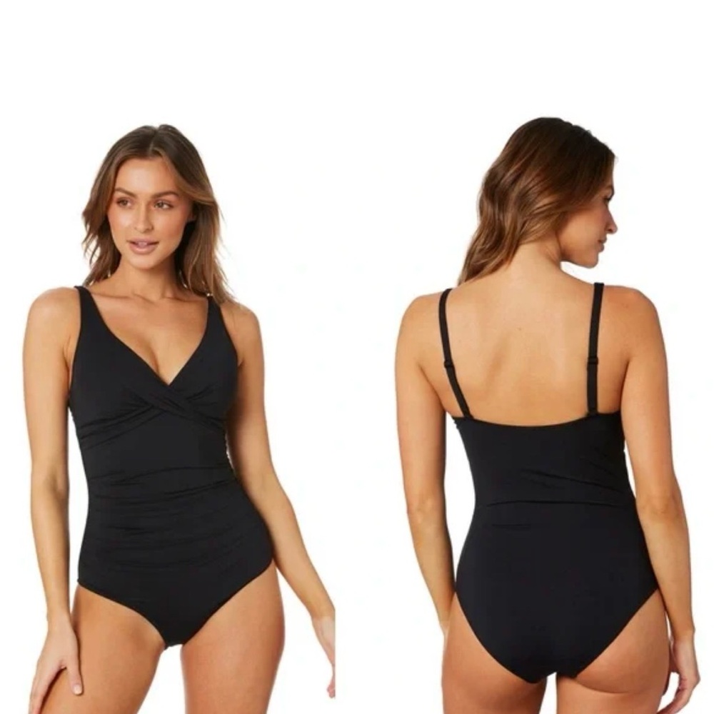 Sea Level Australia Cross Front One-Piece Solid Black Swimsuit Size US 16